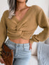 'Lumina' Cropped Cross-Knot Knit Sweater - Celes Fashion